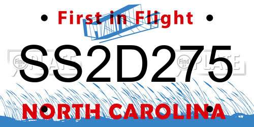 SS2D275 North Carolina License Plate