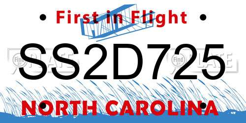 SS2D725 North Carolina License Plate