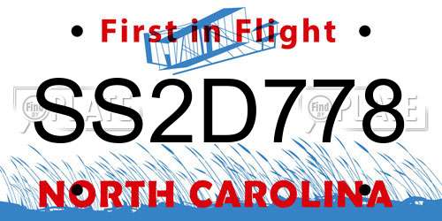 SS2D778 North Carolina License Plate