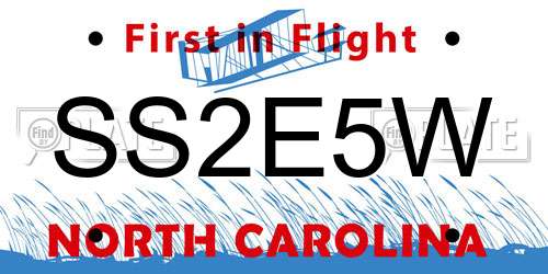 SS2E5W North Carolina License Plate