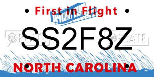SS2F8Z North Carolina License Plate