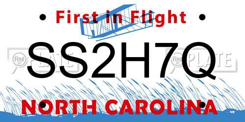 SS2H7Q North Carolina License Plate