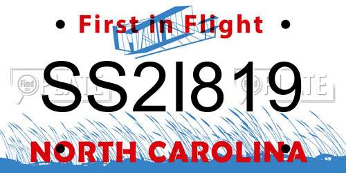 SS2I819 North Carolina License Plate