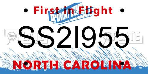SS2I955 North Carolina License Plate