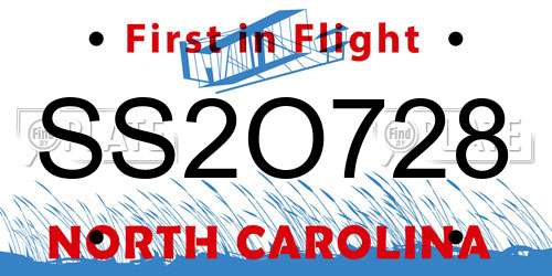 SS2O728 North Carolina License Plate