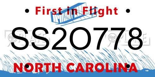 SS2O778 North Carolina License Plate