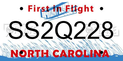 SS2Q228 North Carolina License Plate