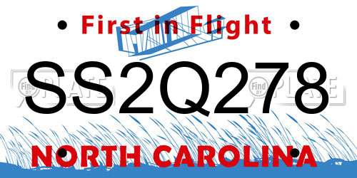 SS2Q278 North Carolina License Plate