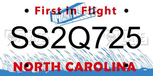 SS2Q725 North Carolina License Plate
