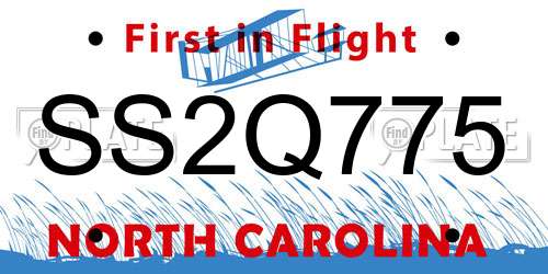 SS2Q775 North Carolina License Plate