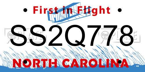 SS2Q778 North Carolina License Plate