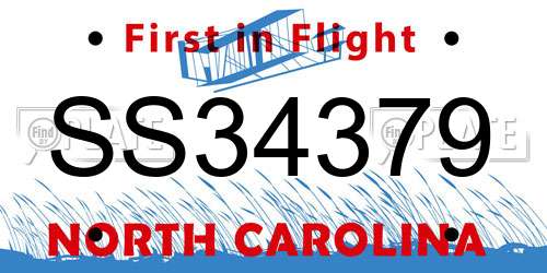 SS34379 North Carolina License Plate