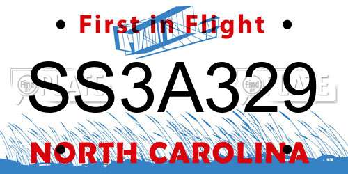 SS3A329 North Carolina License Plate
