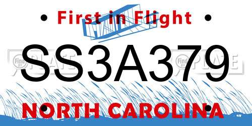 SS3A379 North Carolina License Plate