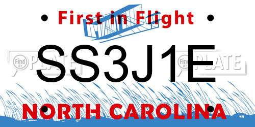 SS3J1E North Carolina License Plate