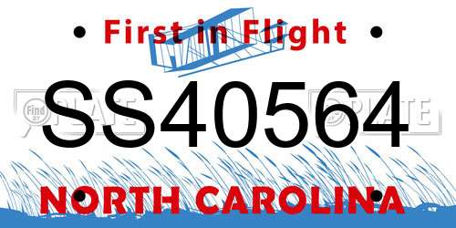 SS40564 North Carolina License Plate