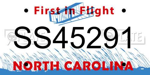 SS45291 North Carolina License Plate
