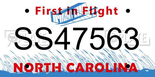 SS47563 North Carolina License Plate