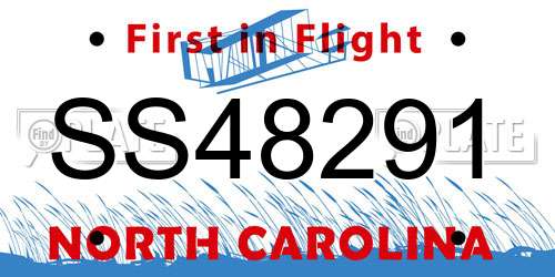SS48291 North Carolina License Plate