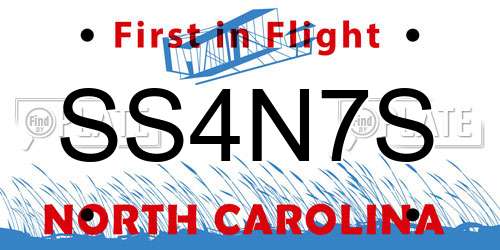 SS4N7S North Carolina License Plate
