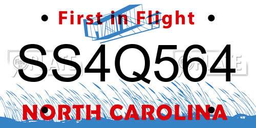 SS4Q564 North Carolina License Plate