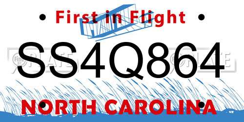 SS4Q864 North Carolina License Plate