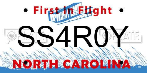 SS4R0Y North Carolina License Plate