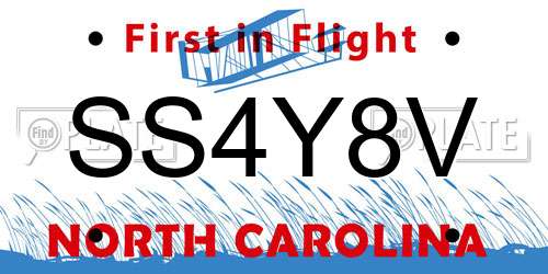 SS4Y8V North Carolina License Plate
