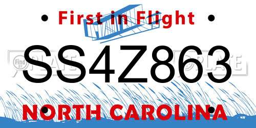 SS4Z863 North Carolina License Plate
