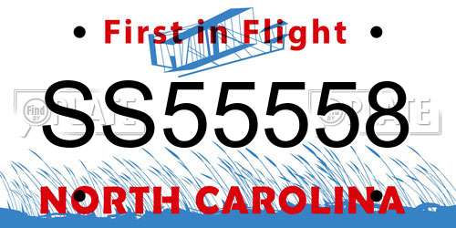 SS55558 North Carolina License Plate