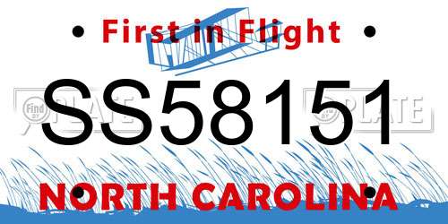 SS58151 North Carolina License Plate