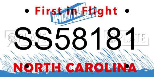 SS58181 North Carolina License Plate