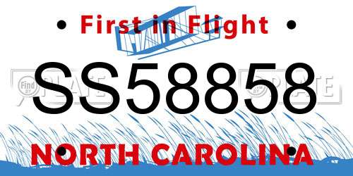 SS58858 North Carolina License Plate