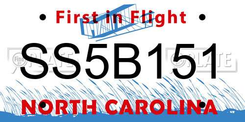 SS5B151 North Carolina License Plate