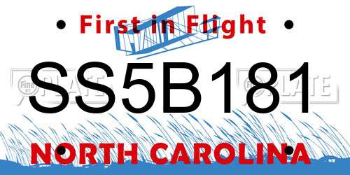 SS5B181 North Carolina License Plate