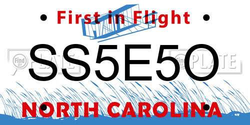 SS5E5O North Carolina License Plate