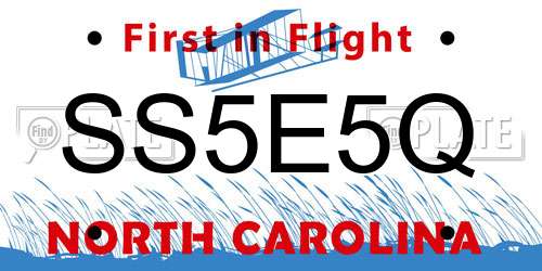 SS5E5Q North Carolina License Plate