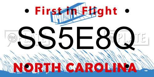 SS5E8Q North Carolina License Plate