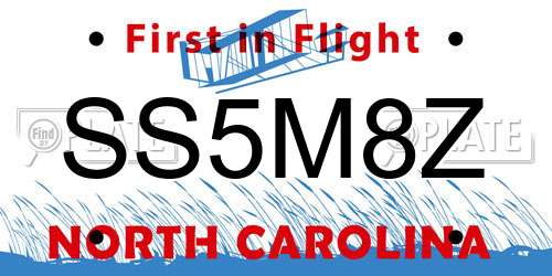 SS5M8Z North Carolina License Plate