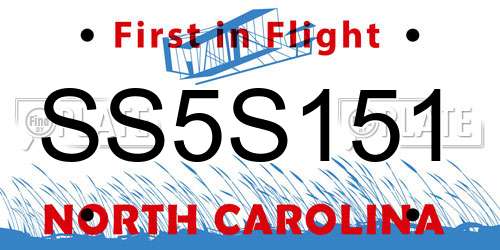 SS5S151 North Carolina License Plate