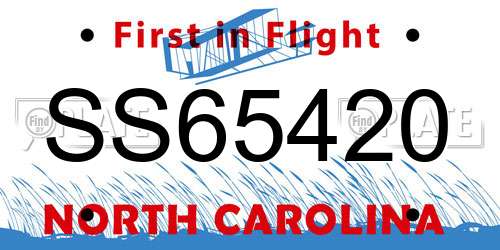 SS65420 North Carolina License Plate