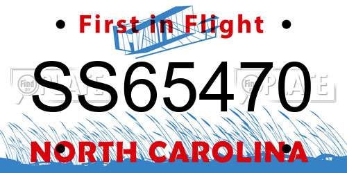 SS65470 North Carolina License Plate