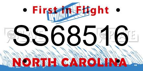 SS68516 North Carolina License Plate