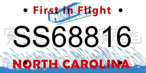SS68816 North Carolina License Plate