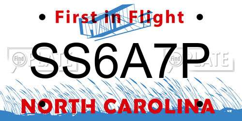 SS6A7P North Carolina License Plate