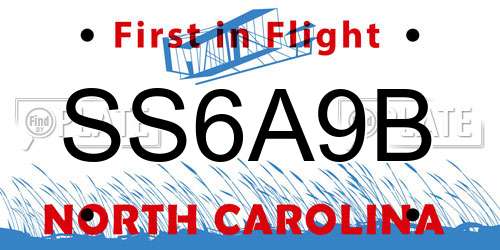 SS6A9B North Carolina License Plate