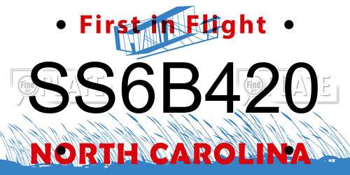 SS6B420 North Carolina License Plate