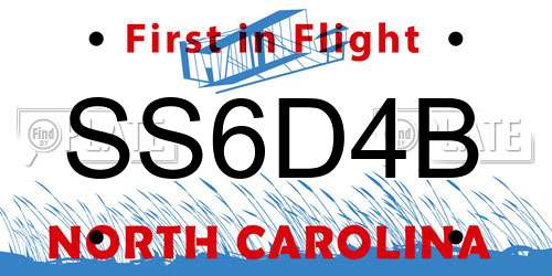 SS6D4B North Carolina License Plate