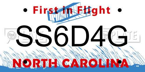 SS6D4G North Carolina License Plate