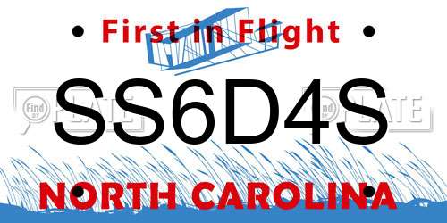 SS6D4S North Carolina License Plate